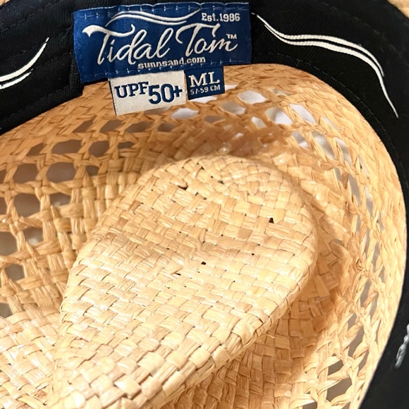 Tidal Tom Straw Cowboy Sun Hat UPF50+ Woman’s Woven Vented Western Tan,Size M/L - Picture 2 of 9